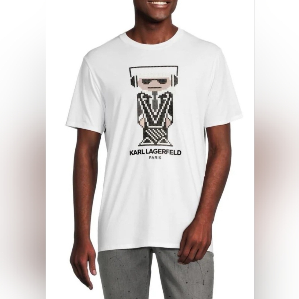 Karl Lagerfeld Character White 100% Cotton Shortsleeve T-Shirt Size Medium
